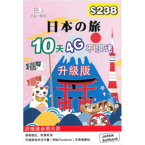 SoftBank日本10天4G上網卡